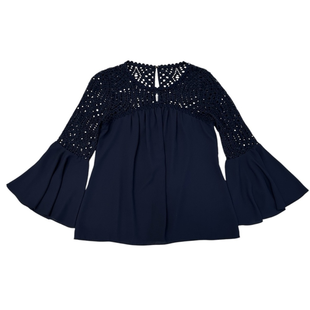 Lilly Pulitzer Amenna Flounce Sleeve Top In Navy Sz 2